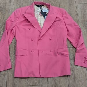 $1755 Mens PALM ANGELS "Sonny" Double Breasted Blazer Pink 50R US 40R